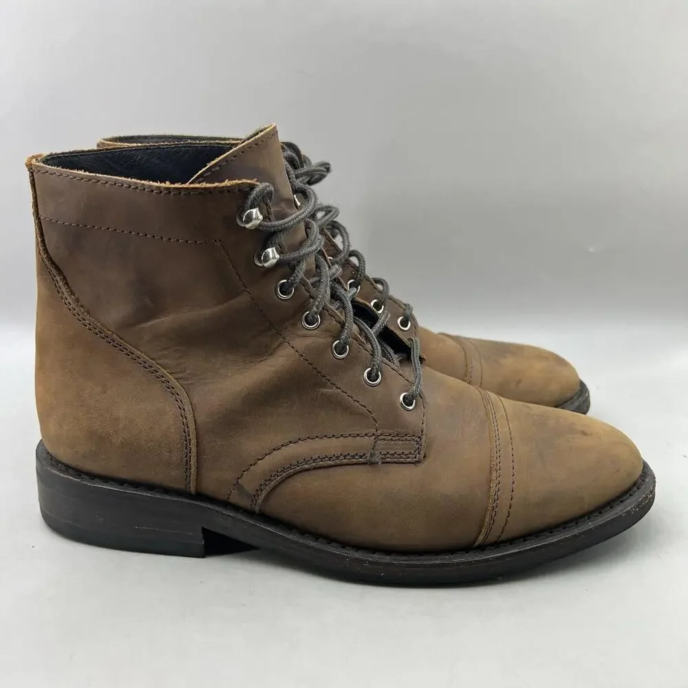 Thursday Captain Combat Boots Men Size 10.5 Brown Leather Cap Toe Lace Up Shoes